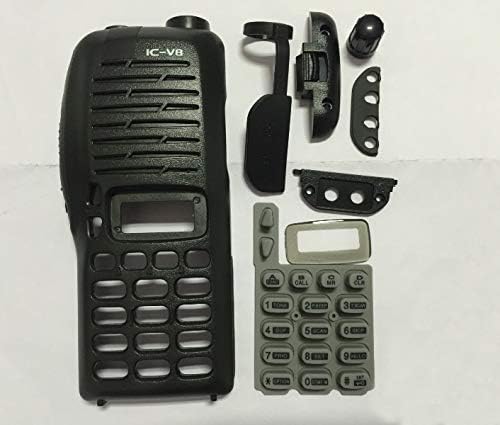 Lysee Communications Parts - 5pc Black Housing Case Front Cover W/Switch Keypad Repair Kit Knob For ICOM IC-V8 Radio