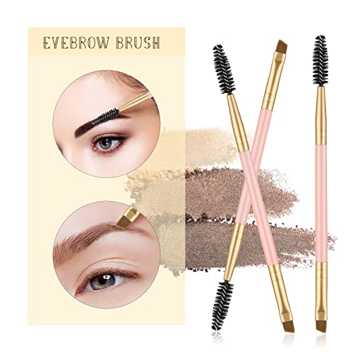 Eyebrow Brush - Set Of 3 Spoolie And Angled Eye Brow Brush Apply For Brow Powders Waxes Gels And Blends (Multi-Colored) #TOP3
