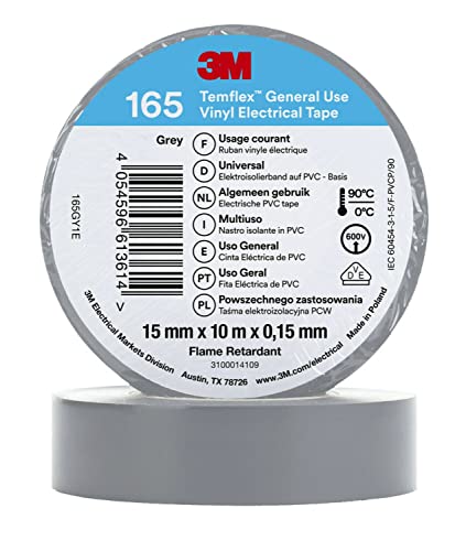 Cinta aislante gris 3M Temflex 165 de alta flexibilidad y sujeción elástica duradera