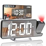 ORVAN® Reloj Proyector Techo Premium | Reloj Despertador Digital LED | Despertador Proyector Techo con Efecto Espejo | Reloj Despertador con Proyector | Doble Alarma | Tres Modos De Atenuación