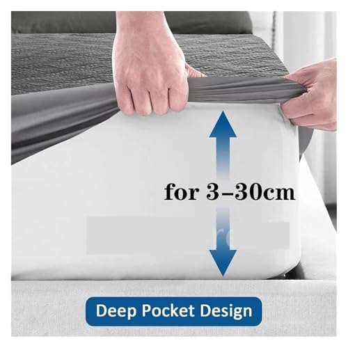 LYAFNG Waterproof Quilted Mattress Protector Breathable Bed Linen Mattress Cover No Pillowcase for Bedroom(Beige,160x200x30cm)