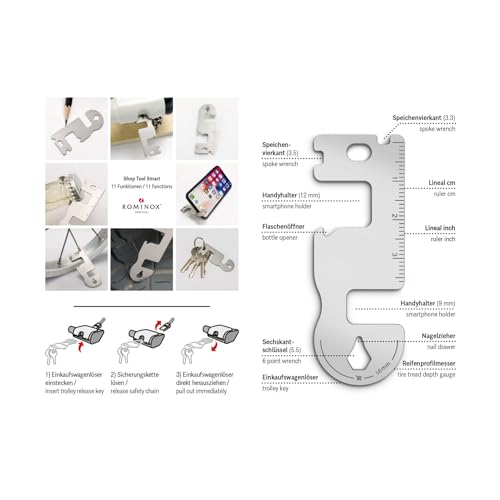 Gift Item: ROMINOX Shop Tool // Smart, 11 Functions, Keytool Key Ring, Shopping Trolley Remover - Image 3