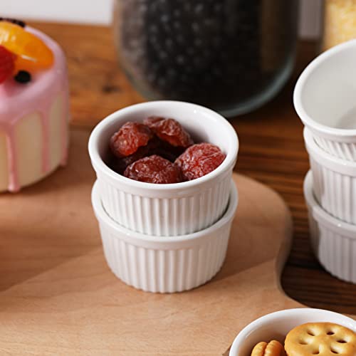 3 Oz Ramekins - 6 Pcs Porcelain Ramekins Dishes For Souffle,Creme Brulee, Pudding, Custard Cups,Bakeware Bowls Set For Baking,Oven Safe, White 2.75 Inch #TOP6