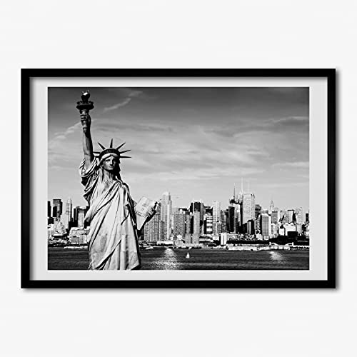 Peinture decorative Statue de la Liberté avec cadre en bois moderne premium