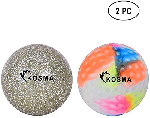Kosma Lot de 2 balles de hockey en PVC pour sports de plein air (multicolore, paillettes argentées)