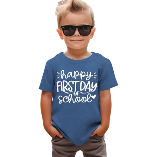 Image of GLIGLITTR Girls Happy First Day of School Shirt Kids Boys Kindergarten 1st 2nd 3rd Grade T-Shirt Back to School Outfit Tops