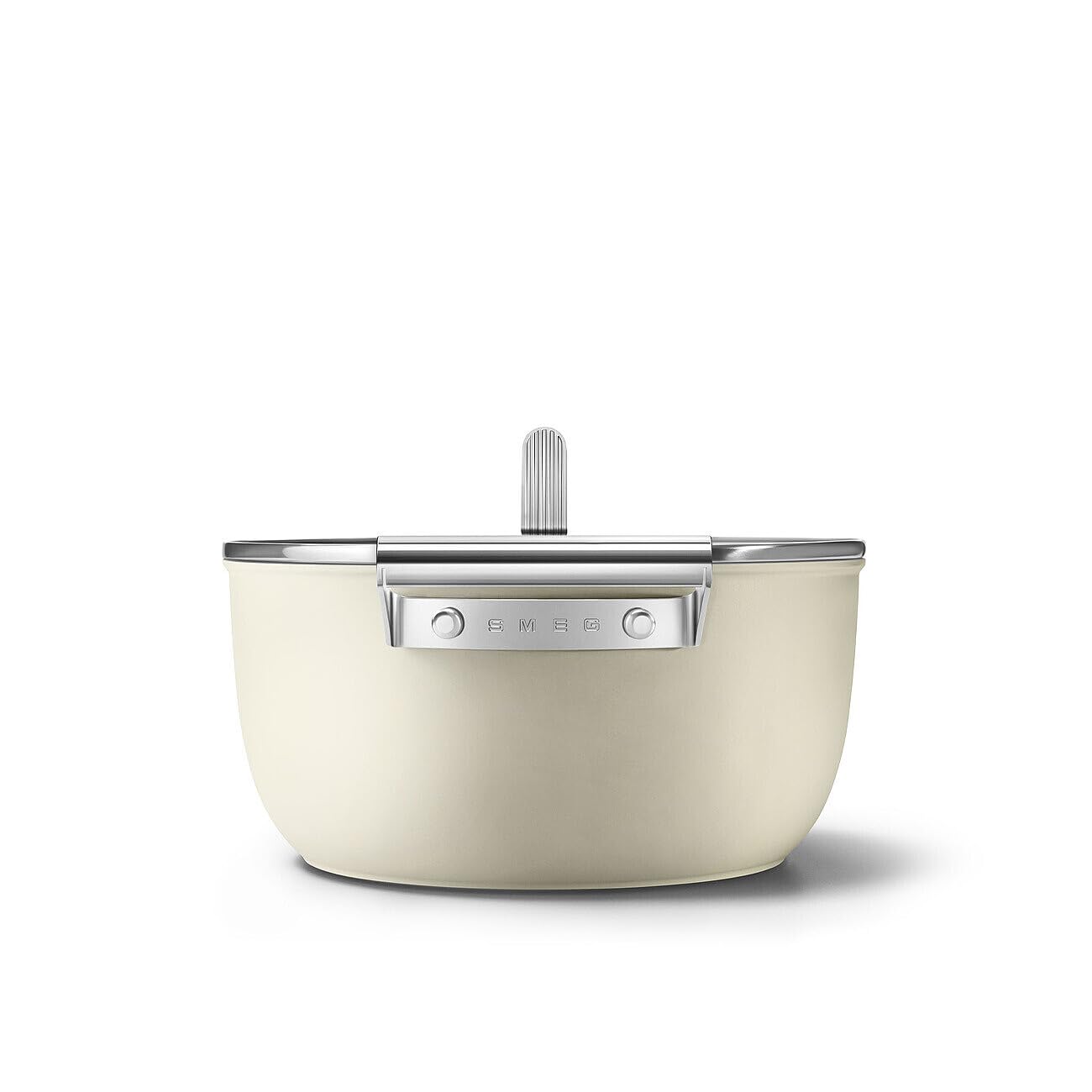 Smeg Cocotte en céramique avec poignée en acier inoxydable Crème mat 24 cm CSF2412CRM