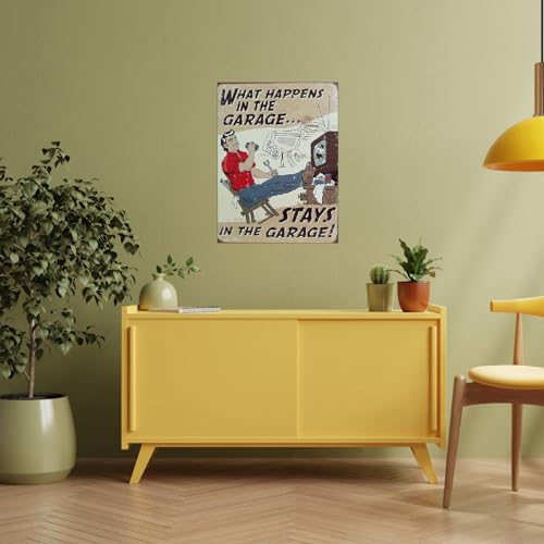 Shawprint WHAT HAPPENS IN THE GARAGE STAYS IN THE GARAGE RETRO METAL TIN WALL PLAQUE SIGN NOVELTY GIFT Home bar shed man cave (10" x 8") - Image 4