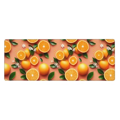 Tapis de bureau pour ordinateur portable et clavier avec design orange réaliste et moderne