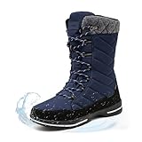 Geweo Winterstiefel Damen Wasserdicht Winterschuhe Gefüttert Warm Schneestiefel...
