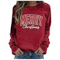 【Feature】: Cute letter print, casual and stylish, santa christmas tree elk print, reindeer graphic, merry christmas Sweatshirt, holiday christmas long sleeve shirt. Womens sweatshirts feature with classic crewneck, long sleeve, loose fit, pullover, c...