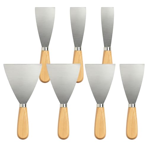 Spachtel Set, 7-teiliges Spachtel Werkzeug mit Metallspachtel, Flächenspachtel und Japanspachtel, Ideal für Trockenbau und Malerarbeiten, Inklusive 1, 1.5, 2, 2.5, 3, 4 und 5 Zoll Spachteln
