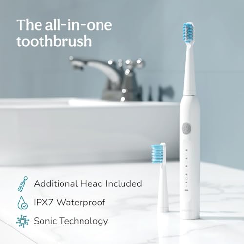 Image of Caresmith SPARK New Rechargeable Electric Toothbrush For Adults | 2 Brush Heads | 5 Operational Modes (White, 1)