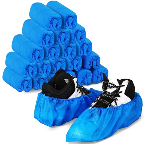 WUJUN 100Pack(50 Pairs) Blue Disposable Shoes Covers Boot Cover Waterproof Dust-proof Non-slip Size Fit Most Protect Your Shoes Carpets and Floors. Cleaning Accessories
