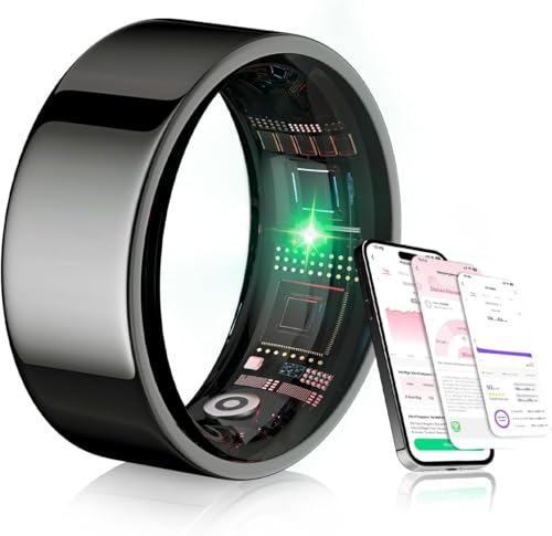 XSWCCJJ 2025 Smart Ring【Branchen Nr.1 – 0 Messfehler】& Sportspezifisch Smartring für Sleep Tracking Wearable, SpO2, Android iOS für Ringe für Männer und Frauen Schwarz 12# Gebaut Titan Wirtschaft