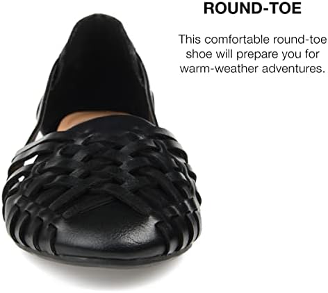 Journee Collection Womens Ekko Ballet Flat with Vegan Leather Basket Weave Detail, Black, 8.5 | Image 3
