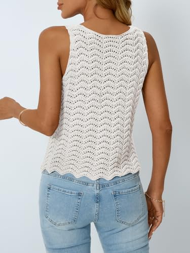 LILLUSORY Crochet Tops for Women Summer Vacation Outfits Beach Coverup Going Out Tie Front Spring Sweater Vest 2025 Fashion4