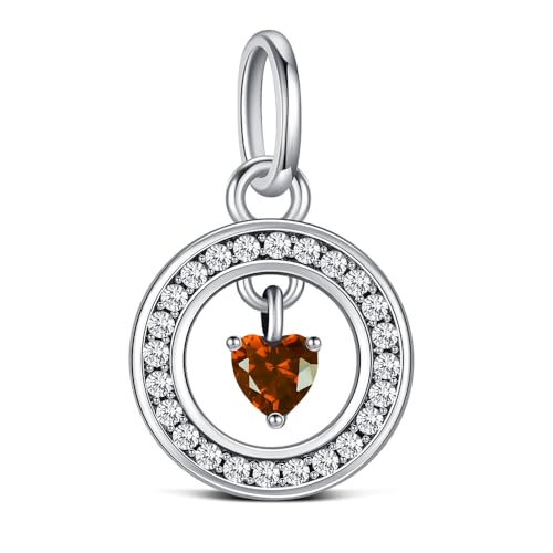 925 Sterling Silver Heart with CZ July Birthstone Charms for Pandora Me Bracelet Fashion DIY Silver Simulated Birthstone Necklace Charm Pendant Bracelet Jewelry Gifts for Women(1 PCS)