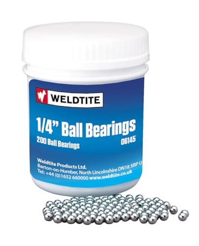 Weldtite 1/4 “/ 6.35 mm Case Hardened Metal Ball Bearings, Pack of 200