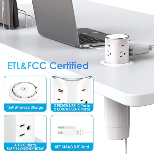 Hezi 3.15In Pop Up Countertop Outlet With 15W Wireless Charger thumb #5