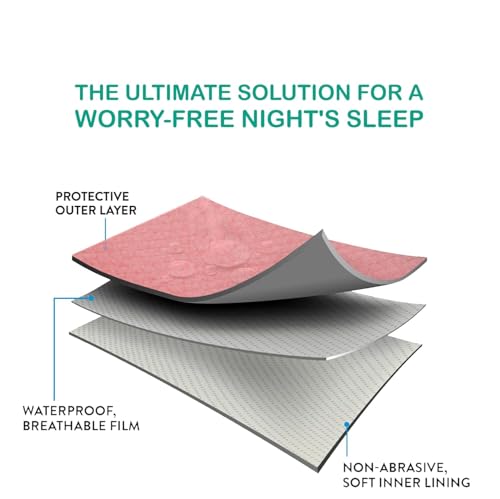 Image of Bumpers Waterproof Quick Dry Protector Dry Sheet|Breathable and Hypoallergenic Ultra Soft Fitted Baby Bed Protector Sheet for Toddler Children|King Size (XXL, 260x200cm, Salmon Rose)