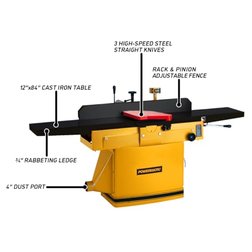 Image of Powermatic ArmorGlide 12-Inch Parallelogram Jointer, Straight Knife, 3 HP, 230V 1Ph (1285T)