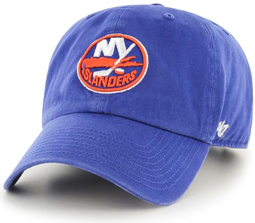 47 NHL Team Color Alternate Primary Logo Clean Up Adjustable Cap Dad Hat, Adult One Size Fits All - New York Islanders Blue