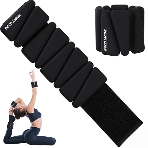 Image of BECOJADDE Ankle Weights Set of 2 (1 lb /2 lb /3 lb Each) Adjustable Wrist Weights for Women Men Wearable Arm Leg Weight for Pilates, Running, Walking, Workout, Yoga