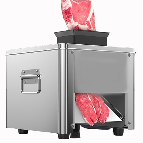Rebanadora de carne totalmente automática de 850 W, rebanadora eléctrica de alimentos, 150 kg de altura, grosor de rebanada de 3,5 mm, rebanadora de fiambres, para carnes, verduras, queso y pan.