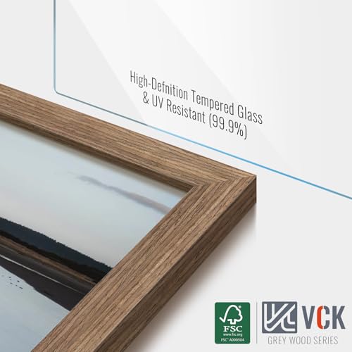 Image of VCK 16x20 Picture Frames 5 Pack, Walnut Wood, 11x14 Mat, Glass, for Artwork
