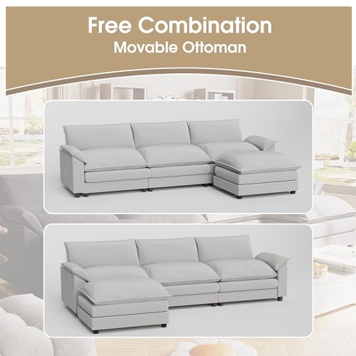 image for JUMMICO 119” Modular Sectional Sofa Couch, Modern Wide Arm L Shaped 