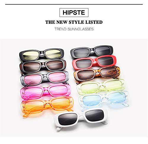 Image of IKANOO Retro Rectangle Sunglasses for Women Men Small Square Frame Trendy Y2K 90's Black Sunglasses