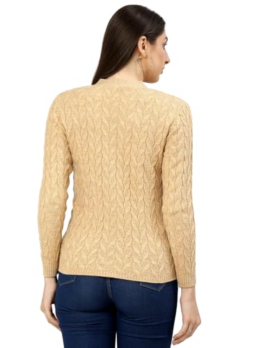 Image of Kalt Women Full Sleeves Cable Button Acrylic V-Neck Sweater