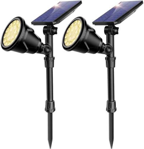 ROSHWEY Solar Spot Lights Outdoor Spotlight 18 LED Waterproof Landscape Spotlight for Garden Lawn Backyard Patio Porch Wall Deck Garage (WarmWhite- 2 Pack)