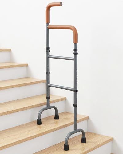 20-Level Adjustable Stair Climbing Assist Cane & Elderly Stair Lift Assist with Anti-Slip Handle...