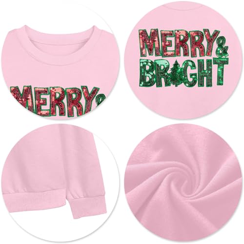 Image of Christmas Sweatshirt Women Merry and Bright Christmas T-Shirt Funny Xmas Lights Blouse Tops Holiday Shirts