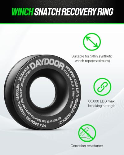 Image of DAYDOOR 68,300 LBS Soft Shackle Recovery Kit, 3 /4 inch x 24 inch (2-Pack) with 7075 Aluminum Snatch Ring, Winch Accessory for Ford F250 /F350, Ram 2500 /3500, Heavy Tractor & Full-Size Trucks(Gray)