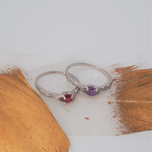 925 Sterling Silver Court Style Ring for Women, Fashion Amethyst/Peridot/Garnet Rings, Lovely Anniversary, Birthday, Valentine’s Day Present 5