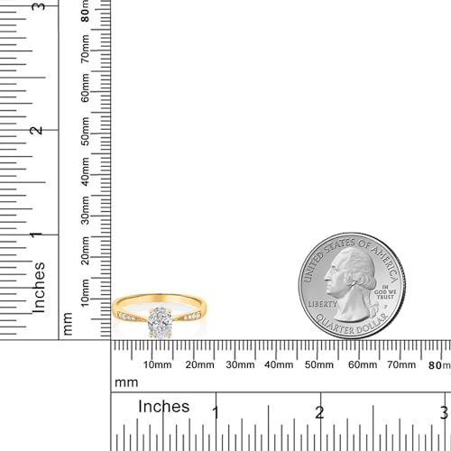 Gem Stone King 10K Yellow Gold Gemstone Birthstone and White Diamond Engagement Ring For Women | Oval 7X5MM | Wedding Engagement Anniversary Promise Ring | Sizes 5, 6, 7, 8, 93