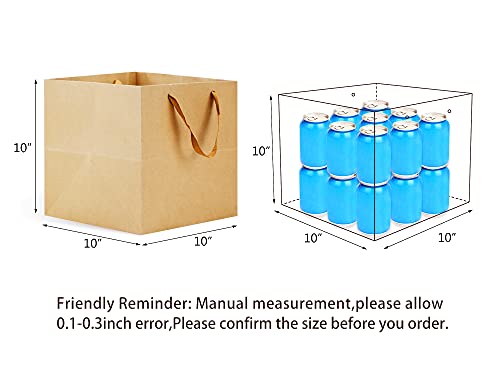 Huaprint Brown Paper Bags With Handles,Gift Bags Bulk 24 Pack,10X10X10Inch Square Size Large,Paper Shopping Bags, Kraft, Party, Birthday,Favor, Goody, Take-Out, Merchandise, Retail Bags #TOP1