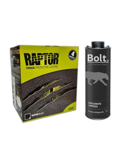 DISPIVAL Pintura Raptor 2K Kit Negro 4 Lt + Disolvente Limpieza 1 Lt