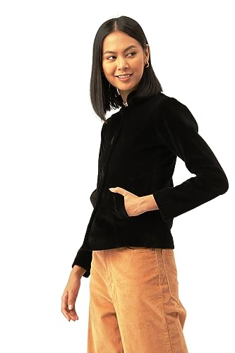Image of Leather Retail Long Winter Wear Velvet Jacket For Women