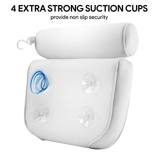 Comfortable Bath Pillow For Tub, Bath Pillow For Neck & Back Support With Strong Suction Cups & Hook, Soft Bath Pillow For Luxury Bath, Hot Tub Bathtub Pillow Made With Soft Mesh, Great Gift For Wife #TOP4
