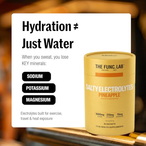 Image of The Func. Lab Daily Electrolytes - Salty Pineapple Pack Of 2 | 30 Sachets Each | Instant Hydration Powder with Sodium, Potassium, Magnesium | Sugar-Free, No Preservatives | Instant Energy & Recovery Drink