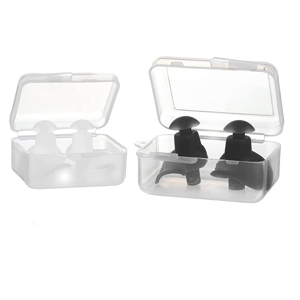 2 Pairs Swimming Earplugs, Waterproof Reusable Silicone Swimming Ear Plugs for Swimming Showering Bathing Surfing Snorkeling and Other Water Sports, Suitable for Kids and Adults (Black, White)-image-25