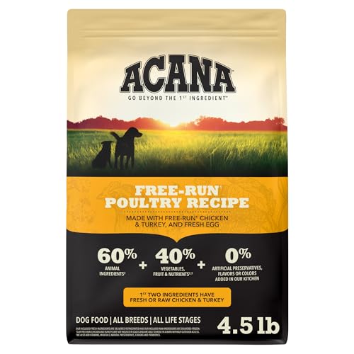 ACANA Grain Free Dry Dog Food Free Run Poultry Recipe 4.5lb Bag ACANA Grain Free Dry Dog Food Free Run Poultry Recipe 4.5lb Bag