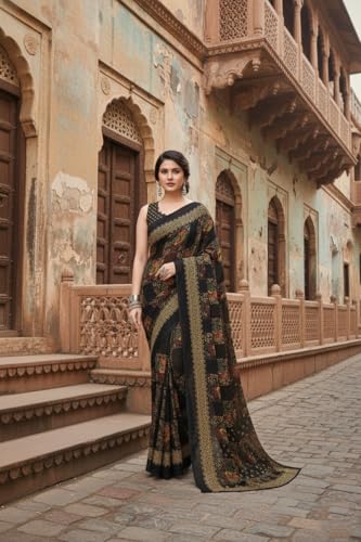 Image of Yashika Women's Georgette Printed Saree with Blouse Piece for Traditional Ethinic Wear Sari
