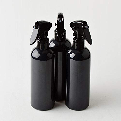 Preisvergleich Produktbild 300 ml runde Schulter schwarze Sprühflasche Handknopf Spritzpistole Waschmittel Sprühflasche für ätherisches Öl, Wasser, Küche, Bad und Reinigung-Schwarze runde Flasche + schwarze Düse_1 Packung