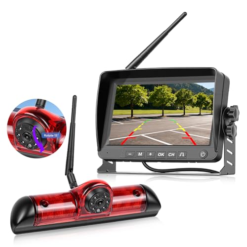 GOHHDL Caméra de recul sans Fil avec écran LCD 7 Pouces, avec BSD, Loop Recording, Waterproof, Night Vision, pour Fiat Ducato Late 3 gen 2006-2017, Peugeot...