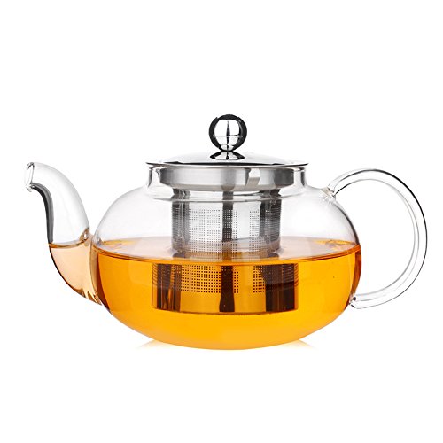 TAMUME 1 L Théière en verre avec infuseur en acier inoxydable et le Cap - 1L, verre et acier inoxydable